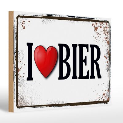 Wooden sign 30x20cm i love beer wall decoration