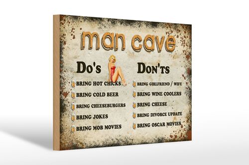 Holzschild Spruch 30x20cm Man Cave Do´s Don´ts