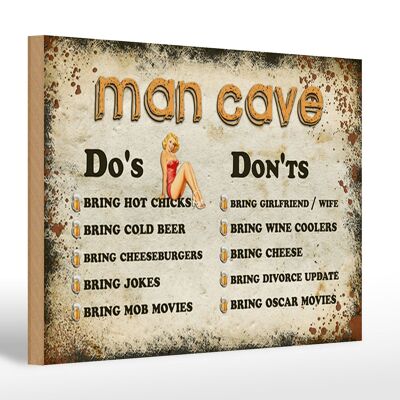 Cartello in legno con scritta 30x20 cm Man Cave: cosa fare e cosa non fare