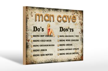 Panneau en bois indiquant 30x20cm Man Cave Do's Don'ts 1
