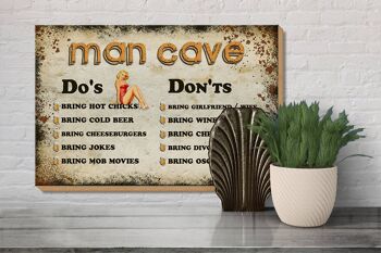 Panneau en bois indiquant 30x20cm Man Cave Do's Don'ts 3