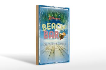 Panneau en bois indiquant 20x30cm Wilcome Beach Bar Beer Juice 1