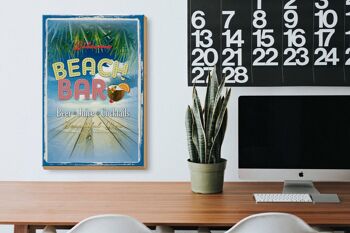 Panneau en bois indiquant 20x30cm Wilcome Beach Bar Beer Juice 3