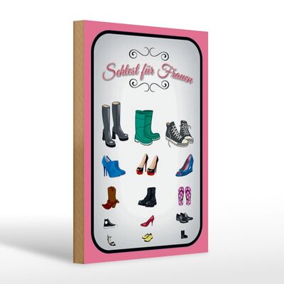 Wooden sign saying 20x30cm types of shoes vision test for women
