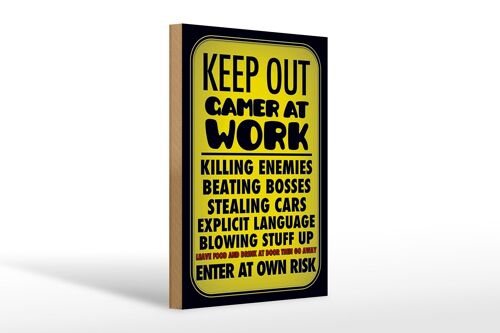 Holzschild Spruch 20x30cm Keep out gamer at work enter