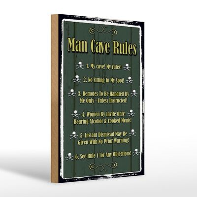 Wooden sign saying 20x30cm Man cave Rules no sitting Spot