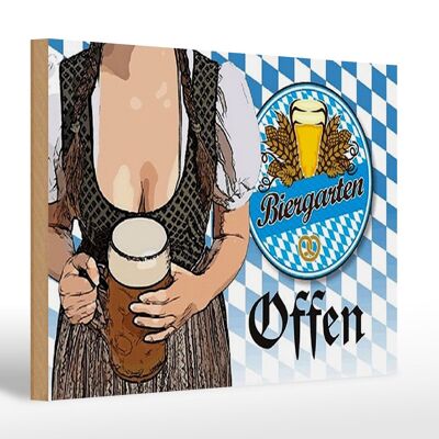 Cartel de madera que dice 30x20cm cervecería al aire libre cerveza abierta Baviera