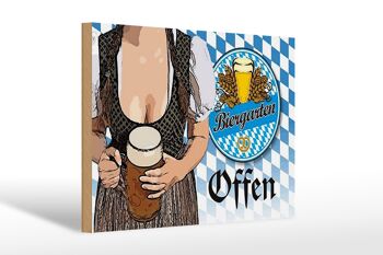 Panneau en bois indiquant 30x20cm café en plein air bière ouverte Bavière 1