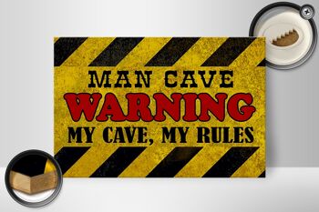 Panneau en bois disant 30x20cm Man Cave avertissant mes règles de grotte 2