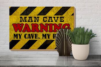 Panneau en bois disant 30x20cm Man Cave avertissant mes règles de grotte 3