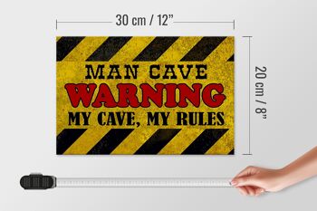 Panneau en bois disant 30x20cm Man Cave avertissant mes règles de grotte 4