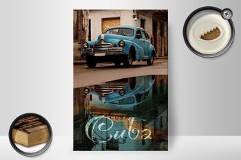 Panneau en bois disant 20x30cm Cuba voiture voiture vintage bleue 2