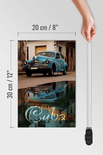 Panneau en bois disant 20x30cm Cuba voiture voiture vintage bleue 4