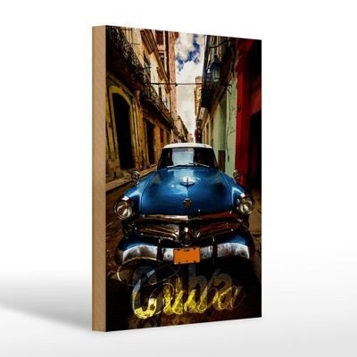 Cartel de madera que dice 20x30cm Cuba coches antiguos coches antiguos