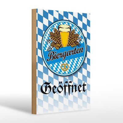 Cartello in legno con scritta "Pretzel birra all'aperto" 20x30 cm Baviera