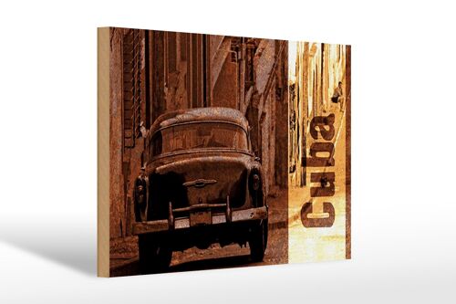 Holzschild Spruch 30x20cm Cuba Kuba Auto Oldtimer Retro