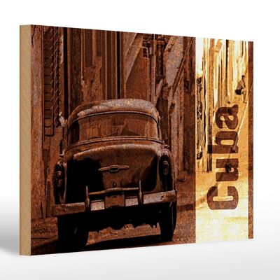 Holzschild Spruch 30x20cm Cuba Kuba Auto Oldtimer Retro