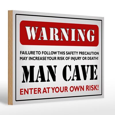 Holzschild Spruch 30x20cm Warning man cave enter own risk