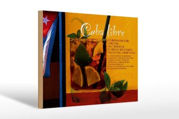 Panneau en bois indiquant 30x20cm Cuba Libre Recette Rhum Havane 1