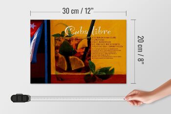 Panneau en bois indiquant 30x20cm Cuba Libre Recette Rhum Havane 4