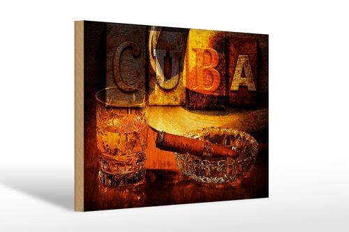 Holzschild Spruch 30x20cm Cuba Zigarre Rum Havanna
