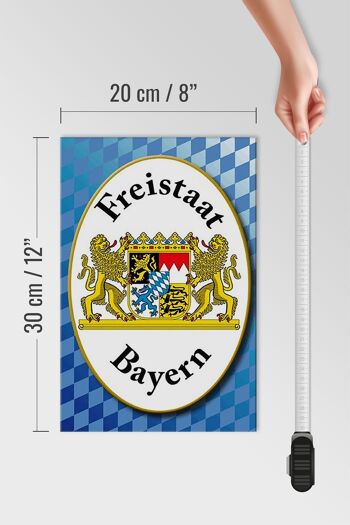 Panneau en bois indiquant les armoiries de l'État libre de Bavière, 20x30 cm 4