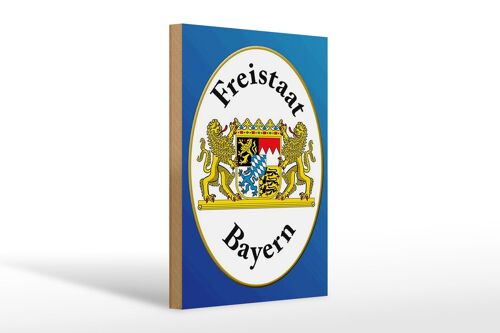 Holzschild Spruch 20x30cm Freistaat Bayern Wappen blaues Schild