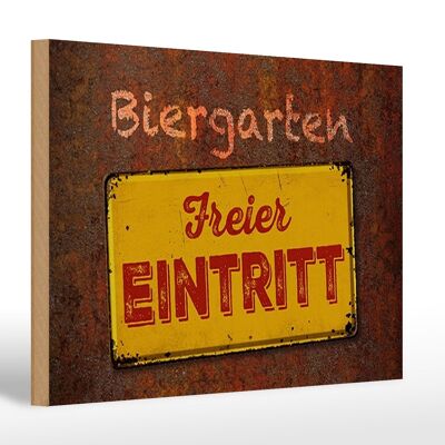 Cartello in legno con scritta "Biergarten" 30x20 cm: ingresso gratuito