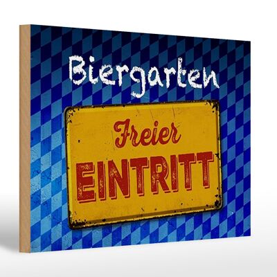 Cartello in legno Bavaria 30x20cm birreria all'aperto ingresso gratuito