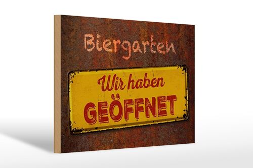 Holzschild Spruch 30x20cm Biergarten wir haben geöffnet