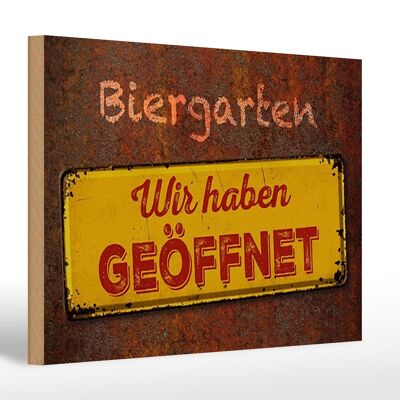Cartello in legno con scritta "Biergarten" 30x20 cm "Siamo aperti".