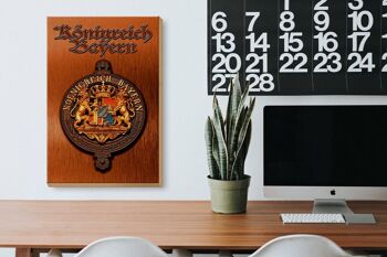 Panneau en bois indiquant les armoiries du Royaume de Bavière 20x30cm 3