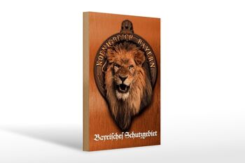 Panneau en bois indiquant Lion du Royaume de Bavière 20x30cm 1