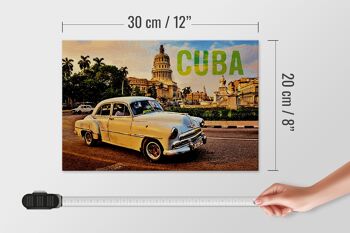 Panneau en bois indiquant 30x20cm Voiture Cuba Voiture Classique Blanche 4