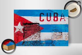 Drapeau en bois 30x20cm, drapeau de Cuba sur un mur 2