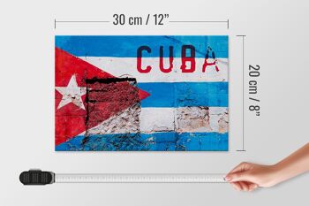 Drapeau en bois 30x20cm, drapeau de Cuba sur un mur 4