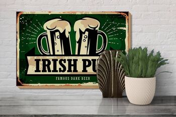 Panneau en bois indiquant 30x20cm Irish Pub célèbre bière brune 3