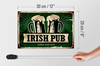 Panneau en bois indiquant 30x20cm Irish Pub célèbre bière brune 4