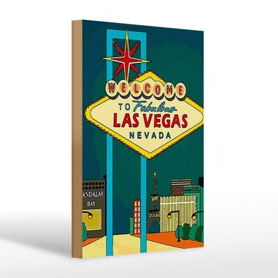 Cartello in legno 20x30 cm con scritta "Benvenuti nella favolosa Las Vegas".