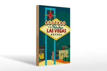 Panneau en bois disant 20x30cm bienvenue à fabuleux Las Vegas 1