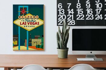 Panneau en bois disant 20x30cm bienvenue à fabuleux Las Vegas 3