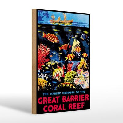 Cartello in legno con scritta 20x30 cm "Crea barriera corallina".