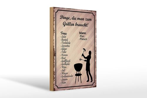 Holzschild Spruch 20x30cm Dingen die zum Grillen braucht