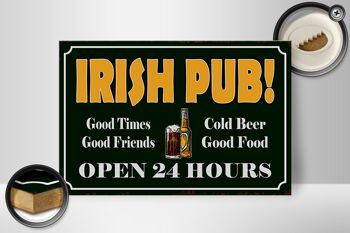 Panneau en bois indiquant 30x20cm Irish Pub Gold Beer ouvert 24h/24 2