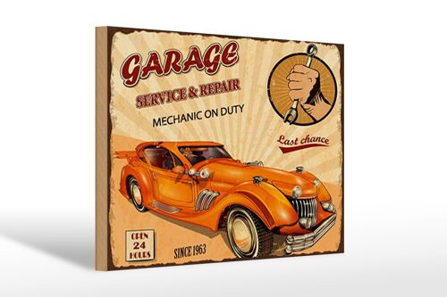 Holzschild Spruch 30x20cm Garage Service mechanic on duty