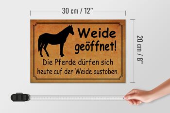 Panneau en bois indiquant que les chevaux ouverts en pâturage de 30 x 20 cm sont autorisés 4