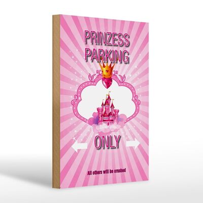 Cartello in legno con scritta 20x30 cm Parcheggio Princess solo corona rosa