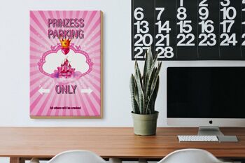 Panneau en bois indiquant 20x30cm Parking Princesse uniquement couronne rose 3