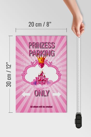 Panneau en bois indiquant 20x30cm Parking Princesse uniquement couronne rose 4