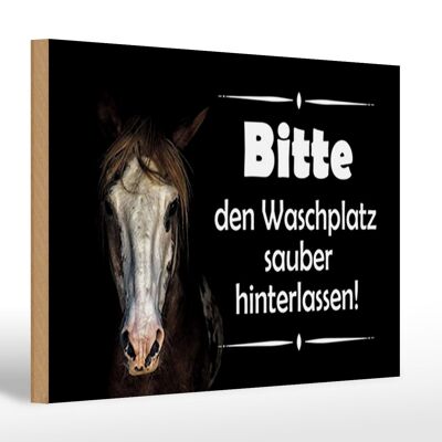 Holzschild Spruch 30x20cm Pferde bitte Waschplatz sauber